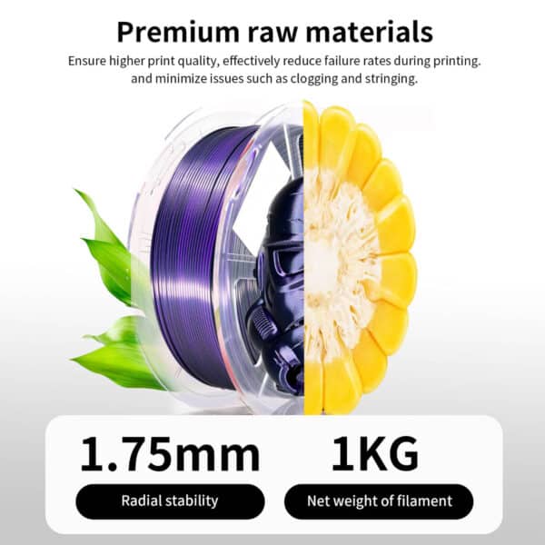 PLA Silk Filament 1KG Dual Black Purple for 3d printer and filament FDM - Image 4