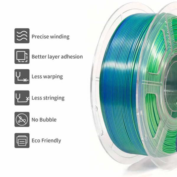 3D Printer Filament 1KG PLA Dual Color Silk Blue Green - Image 6