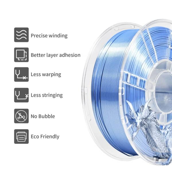 Best Silk Filament 1KG Dual Color Blue Silver for 3D Printer - Image 4