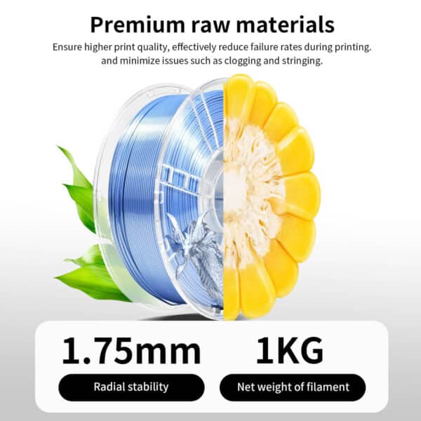 Best Silk Filament 1KG Dual Color Blue Silver for 3D Printer - Image 6