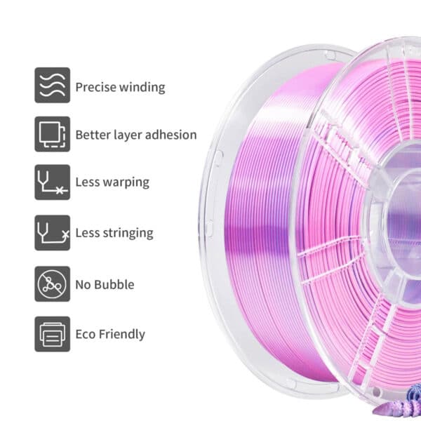 Good PLA Filament 1KG Dual Color Purple Silver for 3D Printer - Image 4