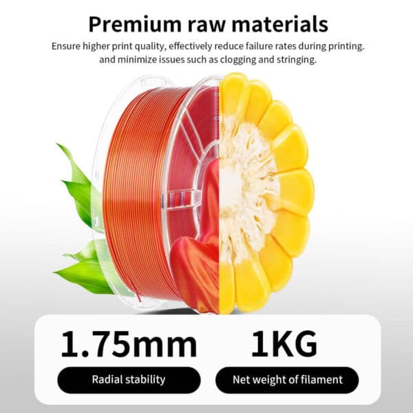 Silk Two Color Red Gold PLA 3D Printer Filament, 1kg - Image 5