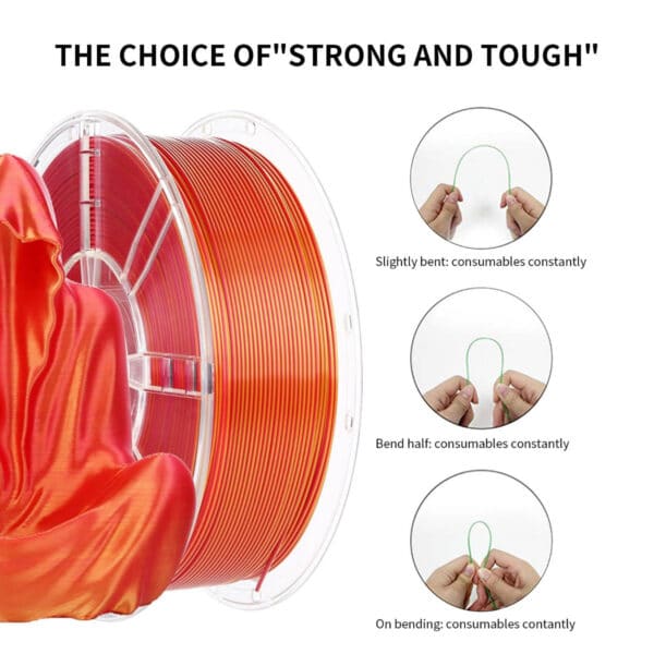 Silk Two Color Red Gold PLA 3D Printer Filament, 1kg - Image 4