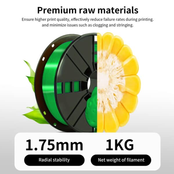 1.75mm Green PLA Filament for FDM 3D Printing - Image 4