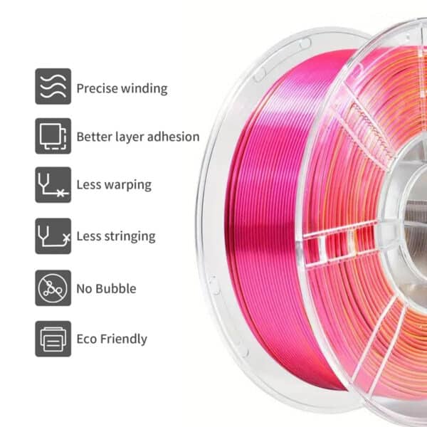 Silk Tri Color Red Gold Purple PLA 3D Printer Filament, 1kg - Image 3