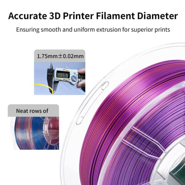 Silk Tri Color PLA 3D Printer Filament, Purple Green Copper - Image 3