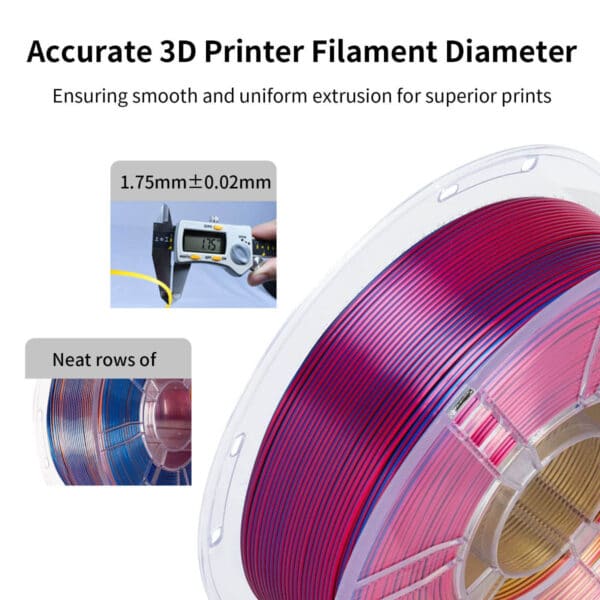 1.75mm 1KG Silk Tri Color PLA Filament for FDM 3D Printer - Image 4