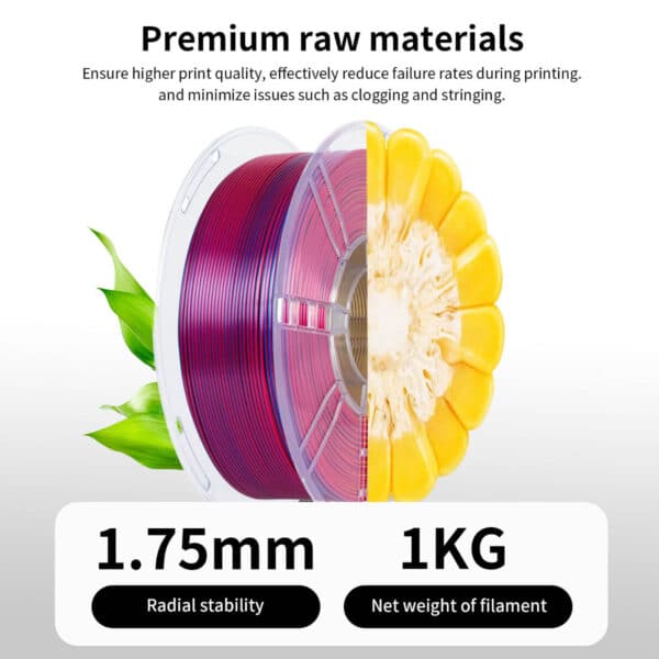 1.75mm 1KG Silk Tri Color PLA Filament for FDM 3D Printer - Image 3