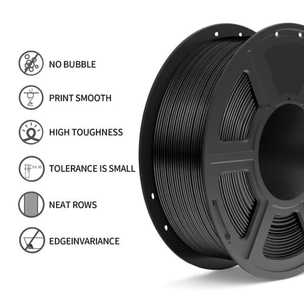 High-Speed PETG 1kg 1.75mm Black Silk PLA 3D Printer Filament - Image 3