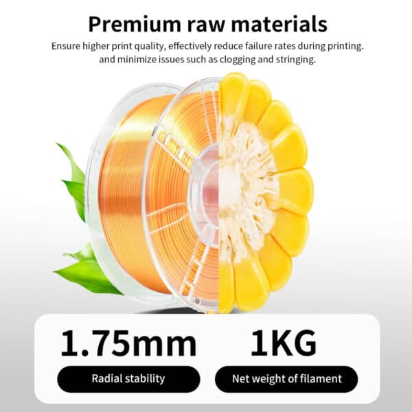 Silk Double Color PLA 3D Printer Material, 1kg Filament - Image 2