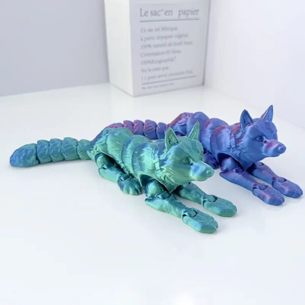 Creative 3D Printed Grey Wolf Joint Movable Children's Toy Model - Image 6