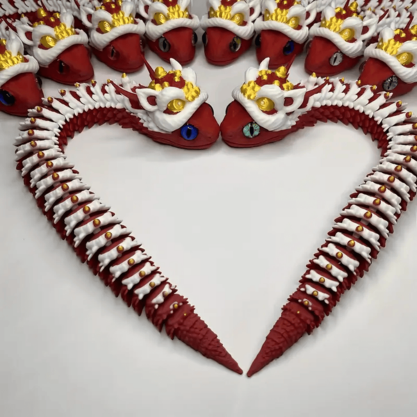 Creative 3D Printed Movable Joint Snake Toy With Lion Hat - Image 4