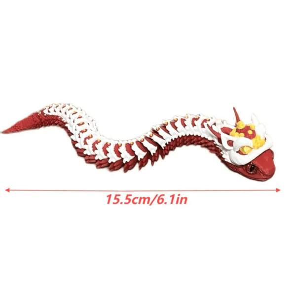 Creative 3D Printed Movable Joint Snake Toy With Lion Hat - Image 7