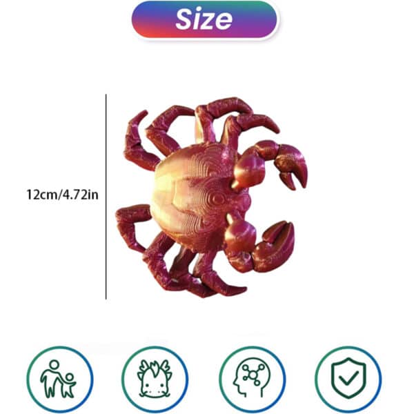 Customizable 3D Printed Crab Decompression Kids Fun Toy - Image 4