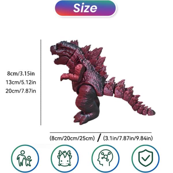 Custom 3D Printed Godzilla Model Large Movable Toy for Kids - Image 3