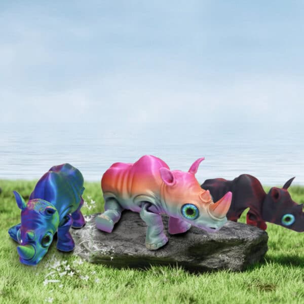 3D Printed Rhinoceros Movable Joint Creative Animal Toy Model - Image 2