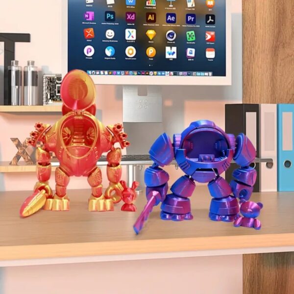 Creative 3D Printed Bear Mecha Movable Joint Model Toy - Image 2