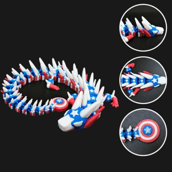 3D Movable Dragon Model Toy With Captain America Texture - Image 5