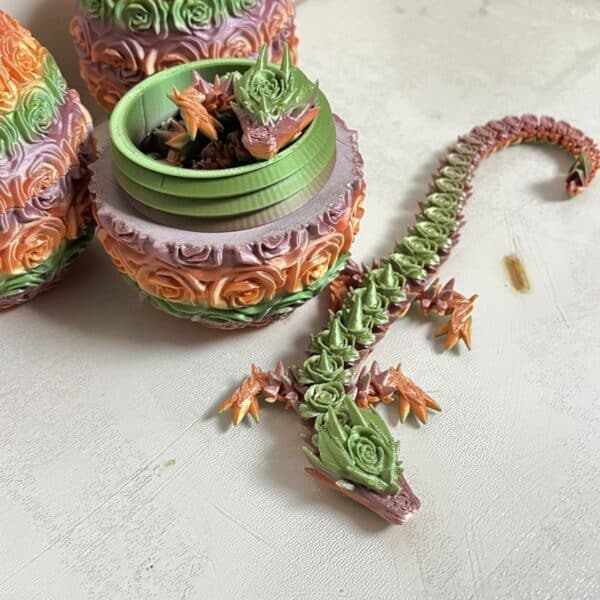 Custom 3D Printed Rose Dragon Egg Articulated Toy Model - Image 2