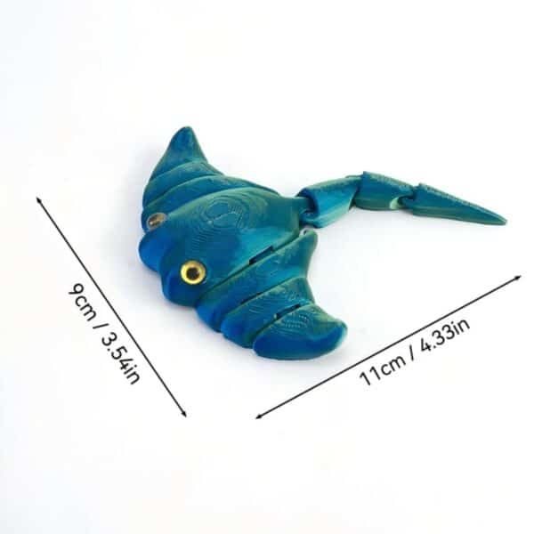 Whimsical 3D Printed Manta Ray Toy with Movable Joints - Image 3