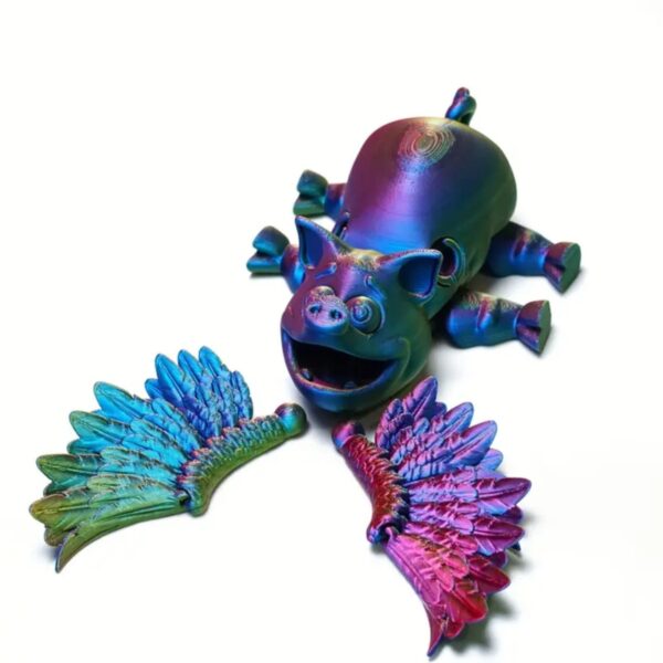 Articulated 3D Printed Little Flying Pig Toy For Kids - Image 2