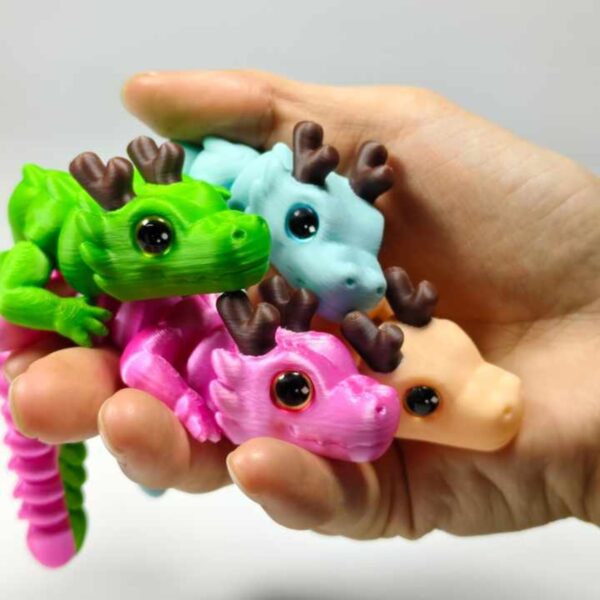 Adorable 3D Printed Articulated Mini Milk Dragon Toy for Kids - Image 3