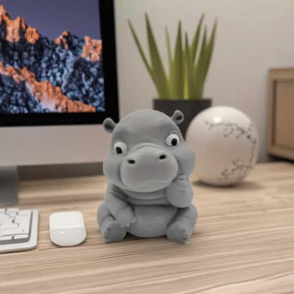 Cute Cartoon Style 3D Printed Hippopotamus Statue Toy - Image 2