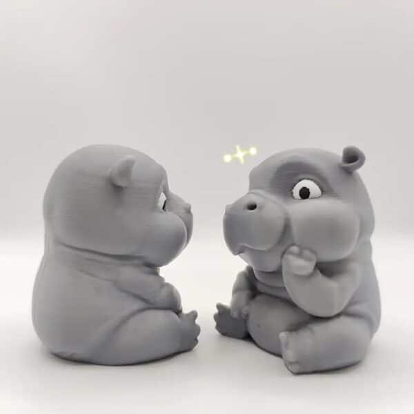 Cute Cartoon Style 3D Printed Hippopotamus Statue Toy - Image 3