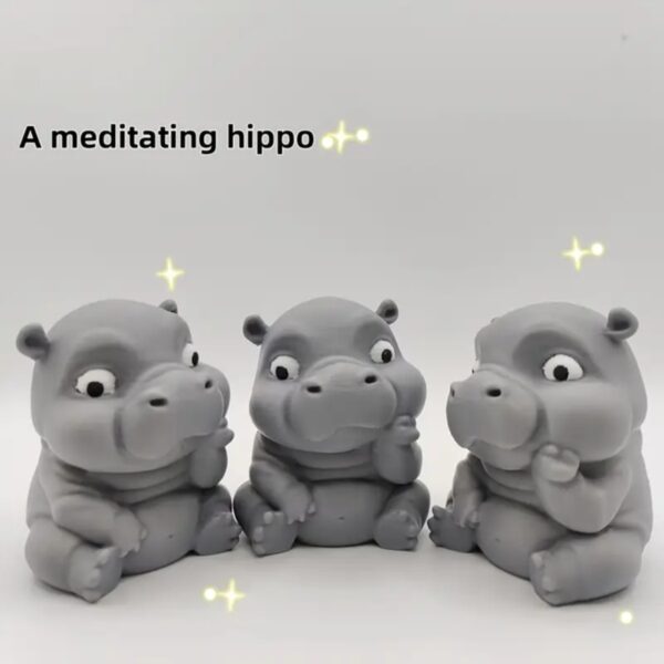 Cute Cartoon Style 3D Printed Hippopotamus Statue Toy - Image 5