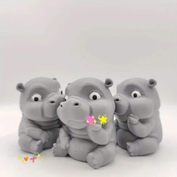 Cute Cartoon Style 3D Printed Hippopotamus Statue Toy - Image 6