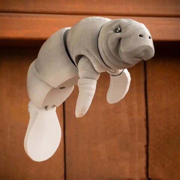 Cute Cartoon Style 3D Printed Manatee Statue Toy - Image 6