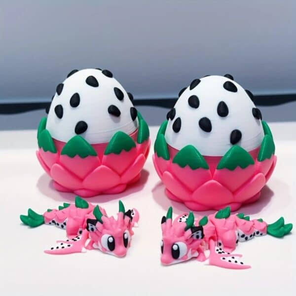 Cute 3D Printed Dragon Fruit Egg Model Toy For Kids - Image 3