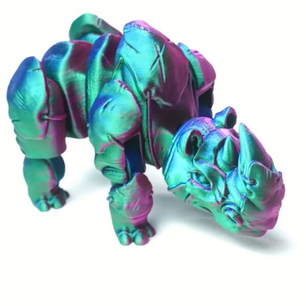 3D Printed Rhino Statue Toy With Movable Joints - Image 2