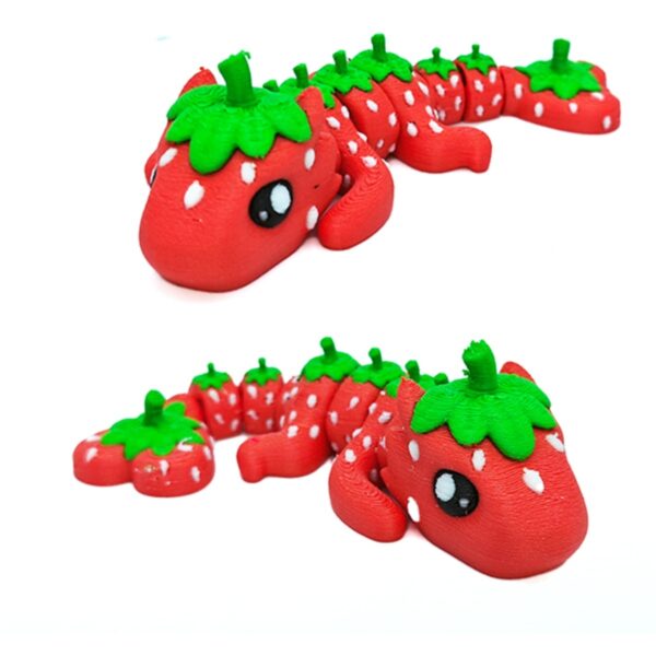 Creative Cartoon Style 3D Printed Strawberry Dragon Toy - Image 2