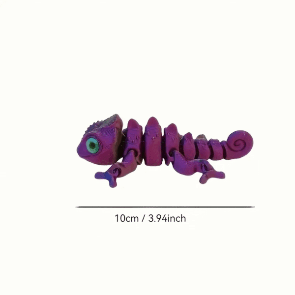 3D Printed Rainbow Chameleon Toy with Realistic Eyes - Image 9
