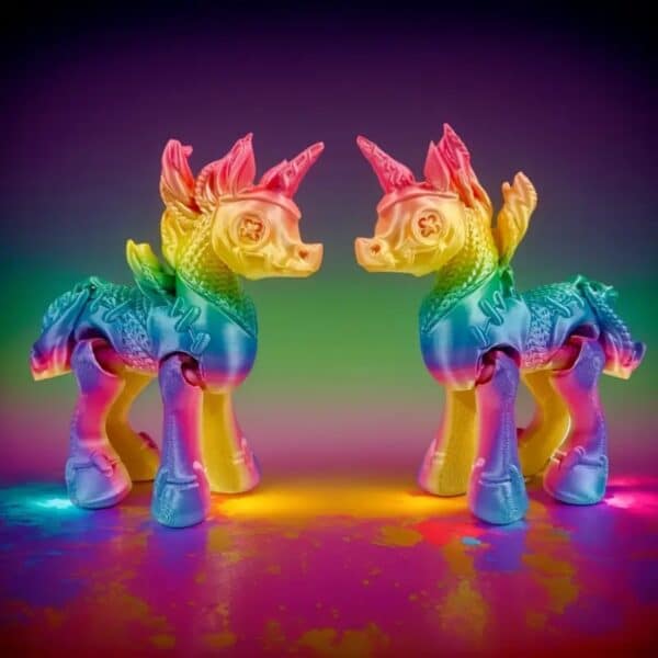 Vibrant 3D Printed Rainbow Unicorn Toy with Flexible Joints - Image 2