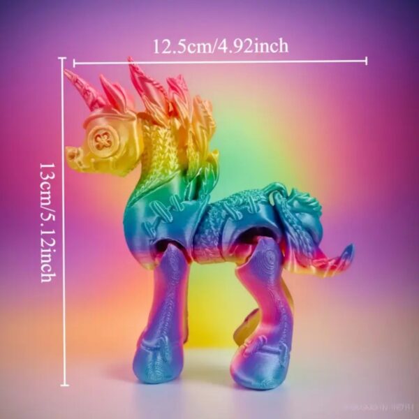 Vibrant 3D Printed Rainbow Unicorn Toy with Flexible Joints - Image 3