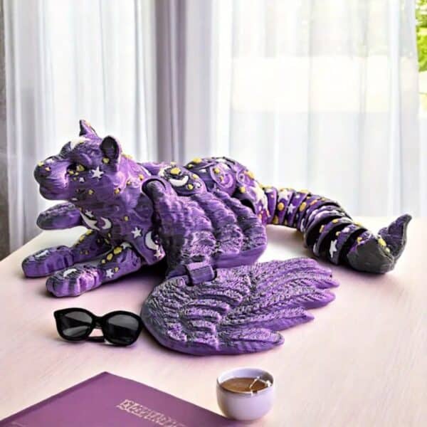 Articulated Vibrant 3D Printed Cosmic Dragon Statue Toy - Image 2