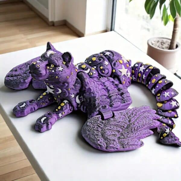 Articulated Vibrant 3D Printed Cosmic Dragon Statue Toy - Image 3
