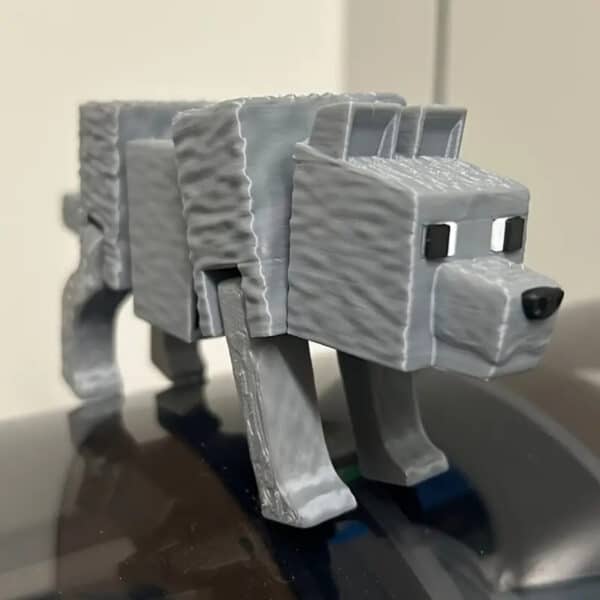 3D Printed Articulated Cube Wolf Statue Toy for Children's - Image 2
