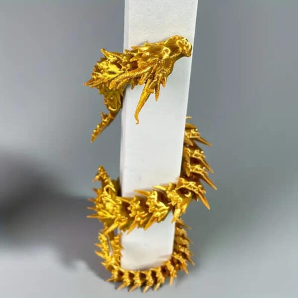 Customized Articulated 3D Printed Golden Dragon Toy for Kids - Image 2