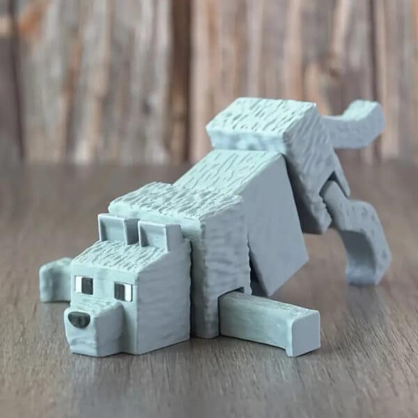 Articulated 3D Printed Cube Wolf Statue Toy for Children's - Image 2