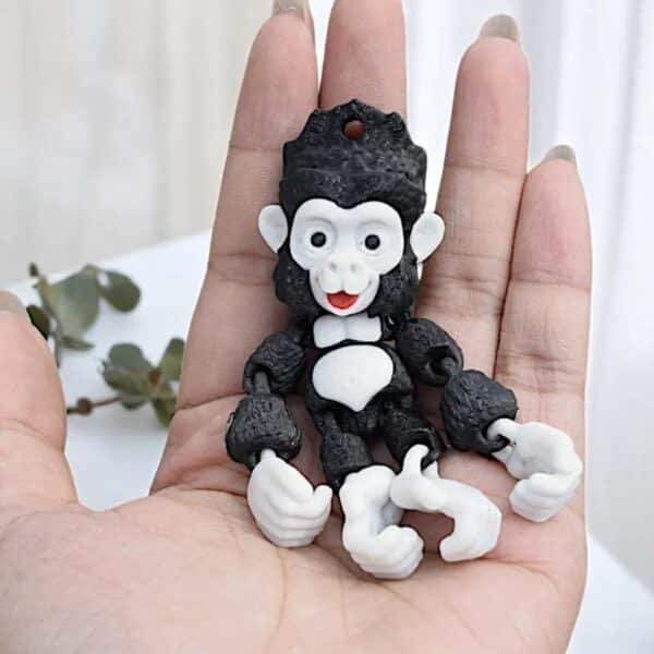 3D Printed Black White Chimpanzee Animal Statue Toy for Kids - Image 3