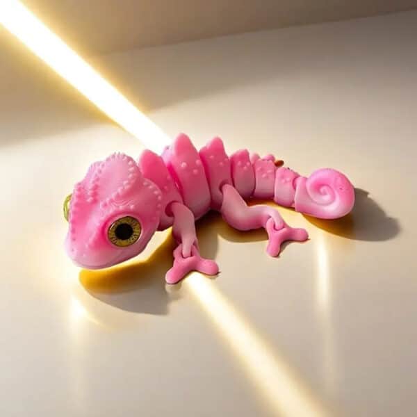 3D Printed Rainbow Chameleon Toy with Lifelike Eyes - Image 6