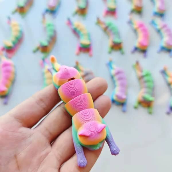 3D Printed Articulated Rainbow Cats Stretchable Kitten Toy - Image 2