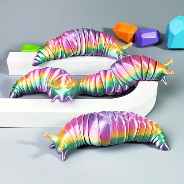 Articulated 3D Printed Rainbow Caterpillar Toy for Children's - Image 4