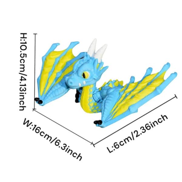 Vibrant 3D Printed Cyan Dragon Statue Toy for Children's - Image 2