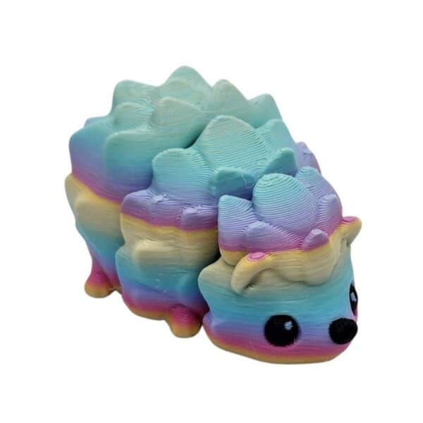 3D Printed Rainbow Hedgehog Animal Toy with Realistic Eyes - Image 3