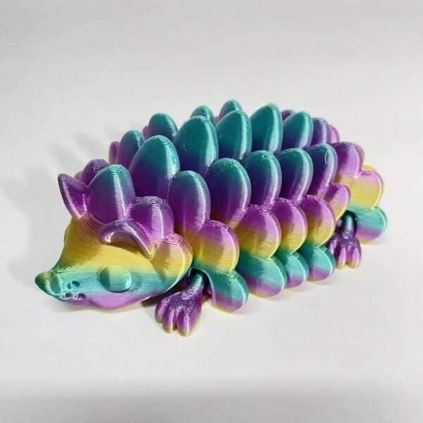 3D Printed Rainbow Hedgehog Animal Toy with Realistic Eyes - Image 4