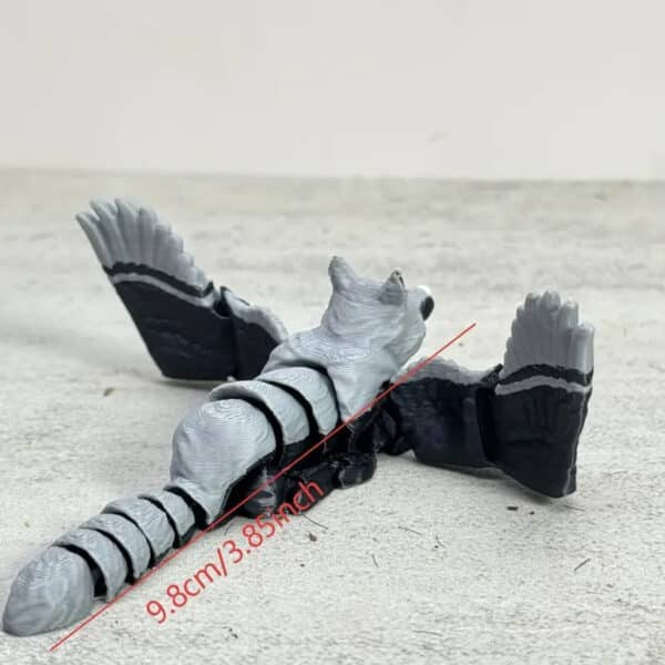 Articulated 3D Printed Gray Black Fox Wolf Toy for Children's - Image 2